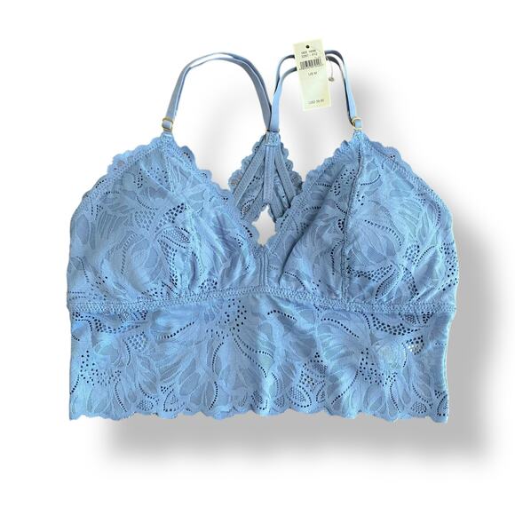 Aeri NWT Blue Holiday Best Lace Padded Racerback‎ Bralette Size Medium - Picture 1 of 6
